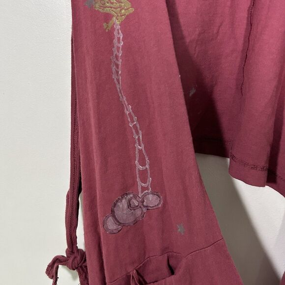 Blue Fish Vest OS Hand Painted Pockets Lagenlook Topper Cotton USA Art Artsy - Picture 10 of 11